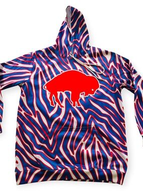 Harmony Hoodie XL Blue Red White Zebra Buffalo Bills Inspired Sporty Pullover
